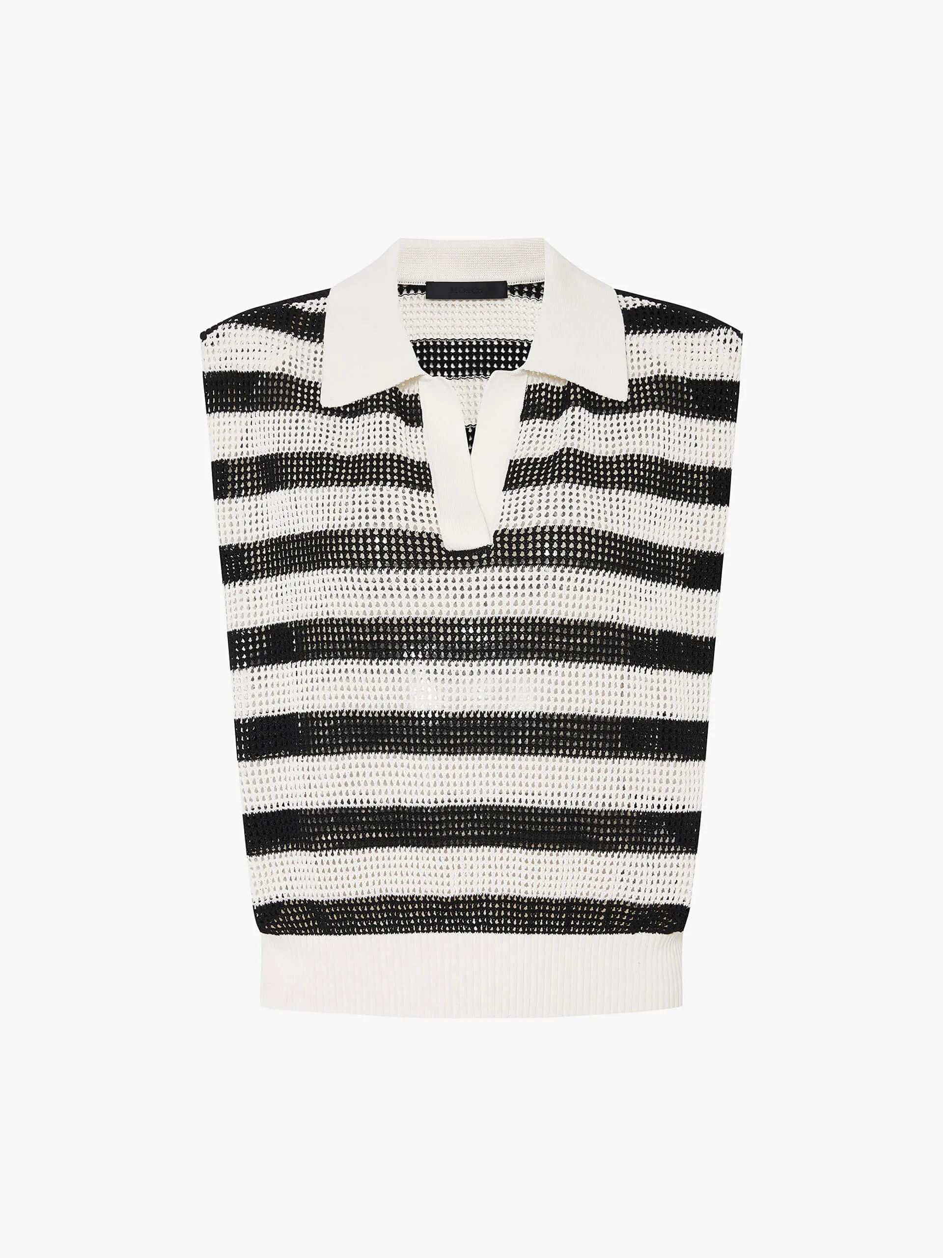 Polo Collar Striped Top