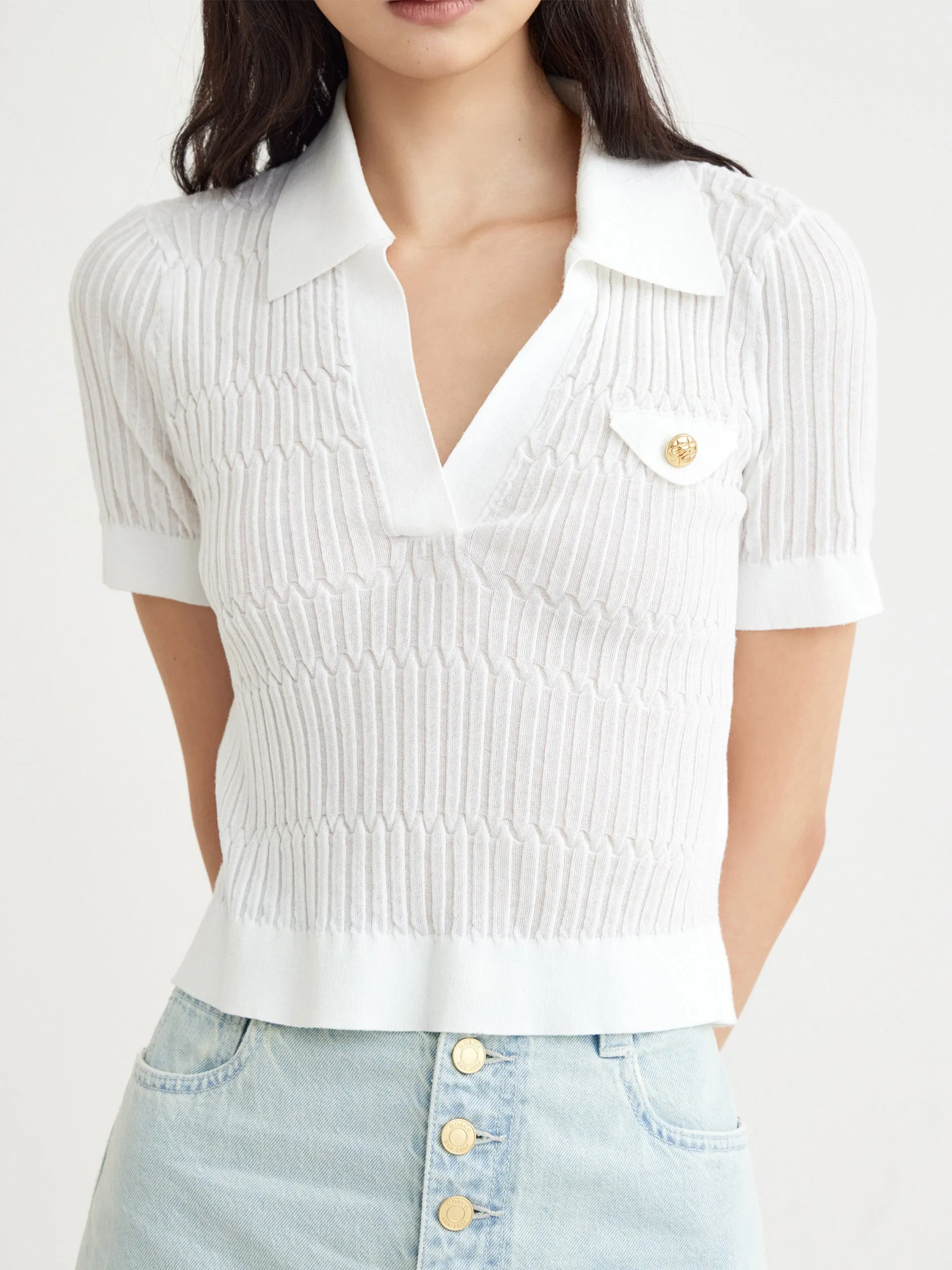 Polo Collar Structured Top