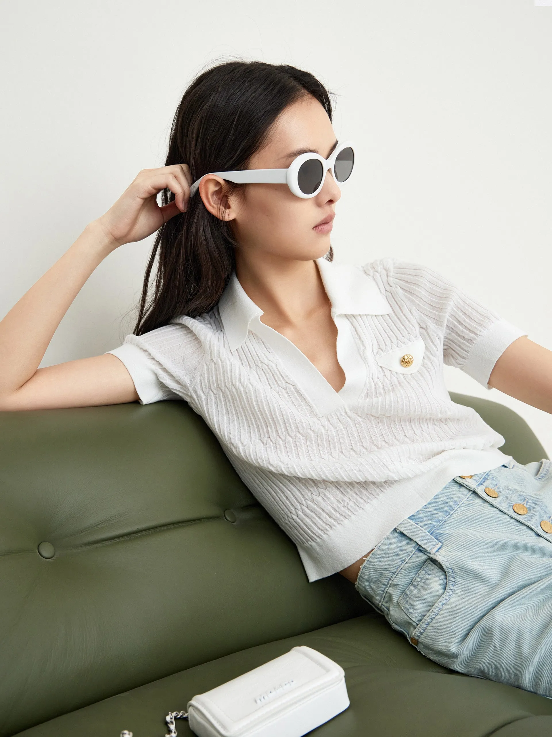 Polo Collar Structured Top