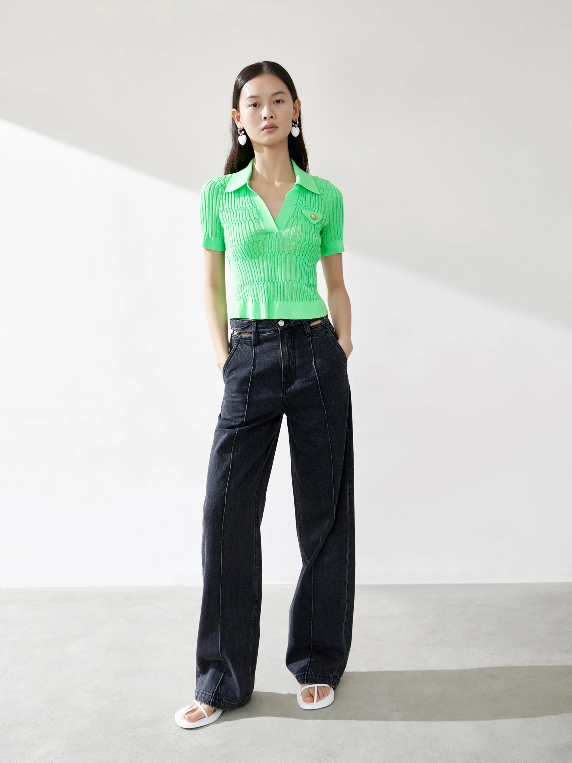 Polo Collar Structured Top