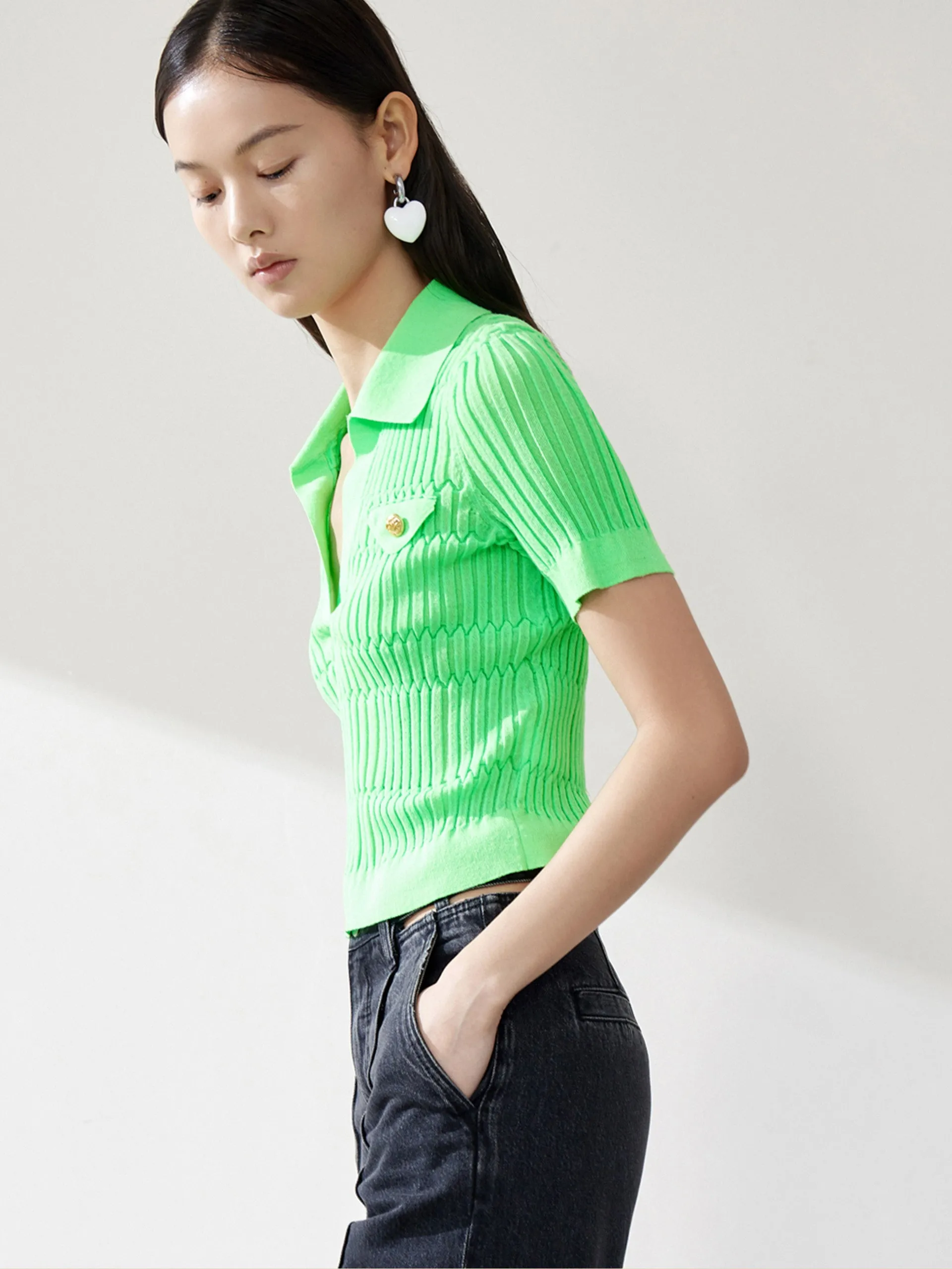 Polo Collar Structured Top