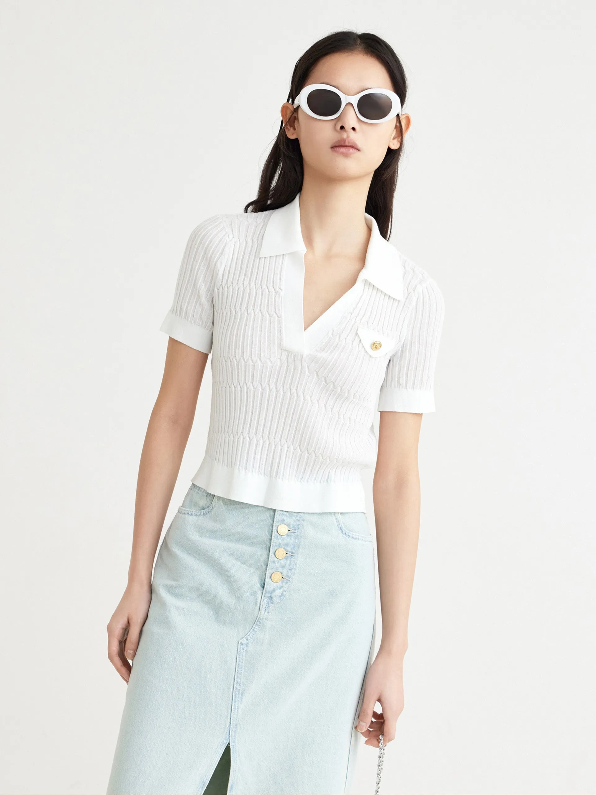 Polo Collar Structured Top