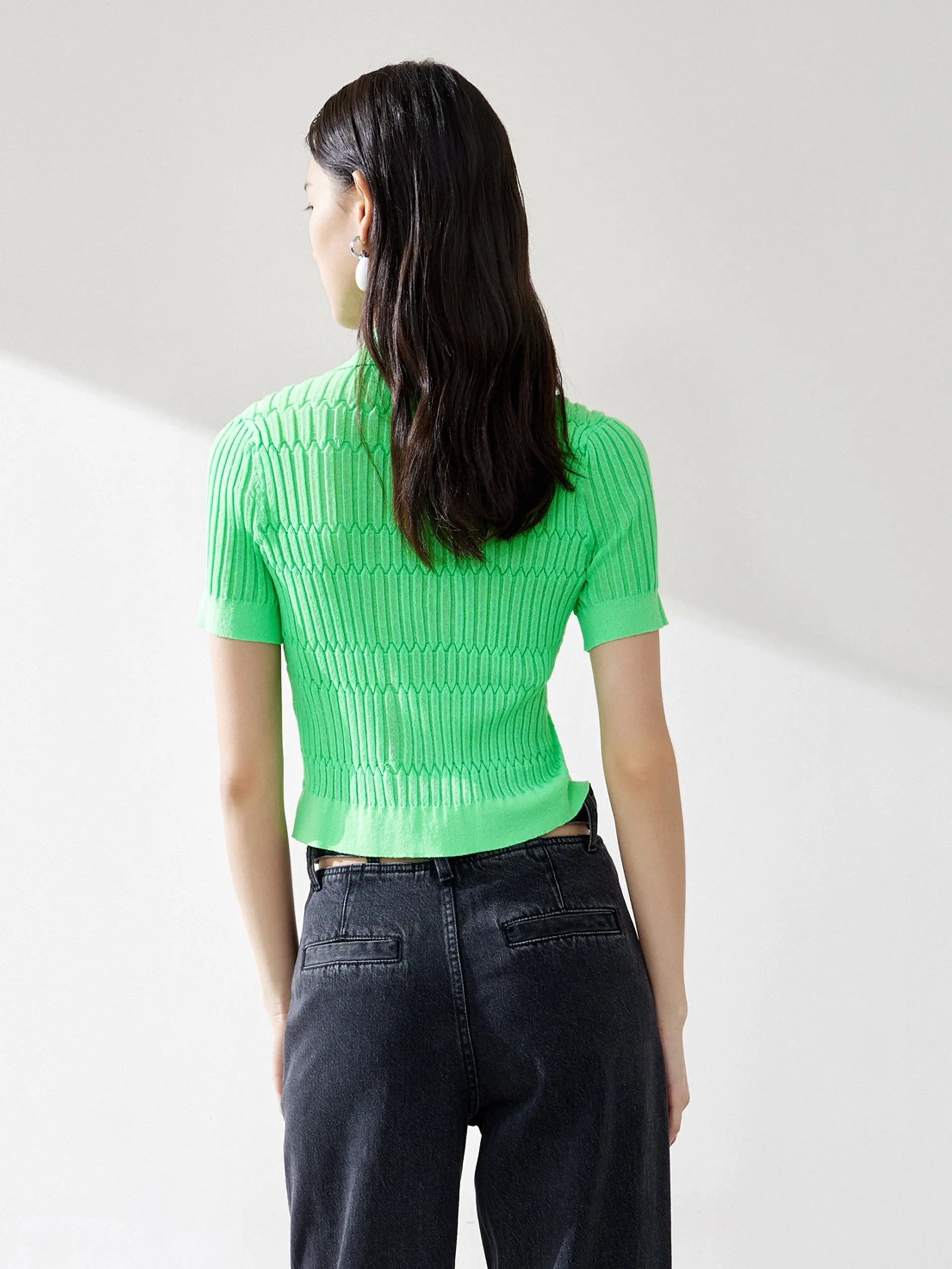 Polo Collar Structured Top