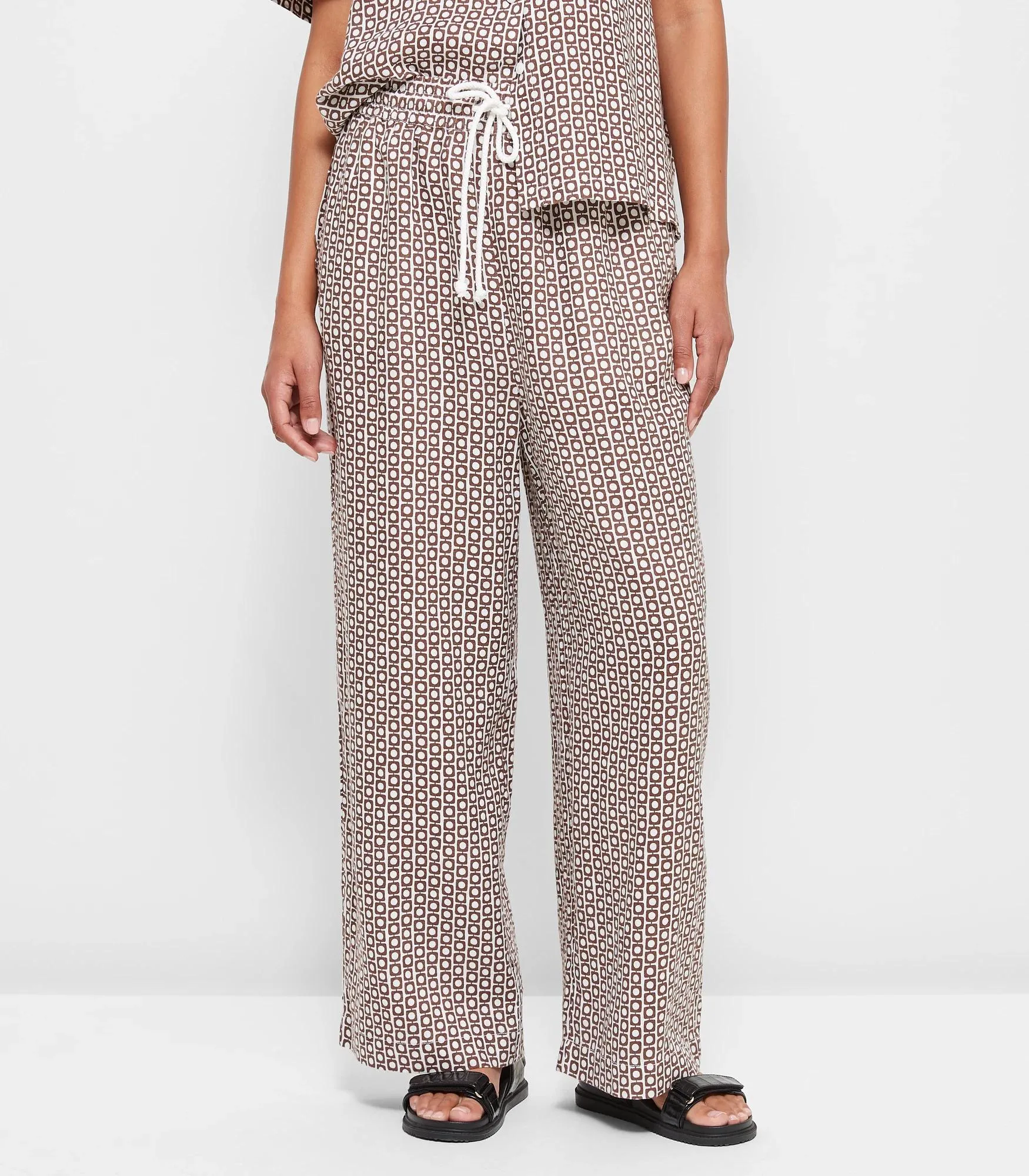 popular  European Linen Wide Leg Pants - Round Geo