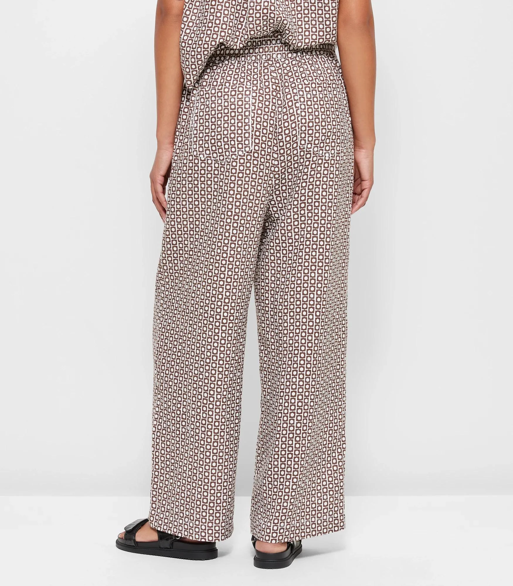 popular  European Linen Wide Leg Pants - Round Geo