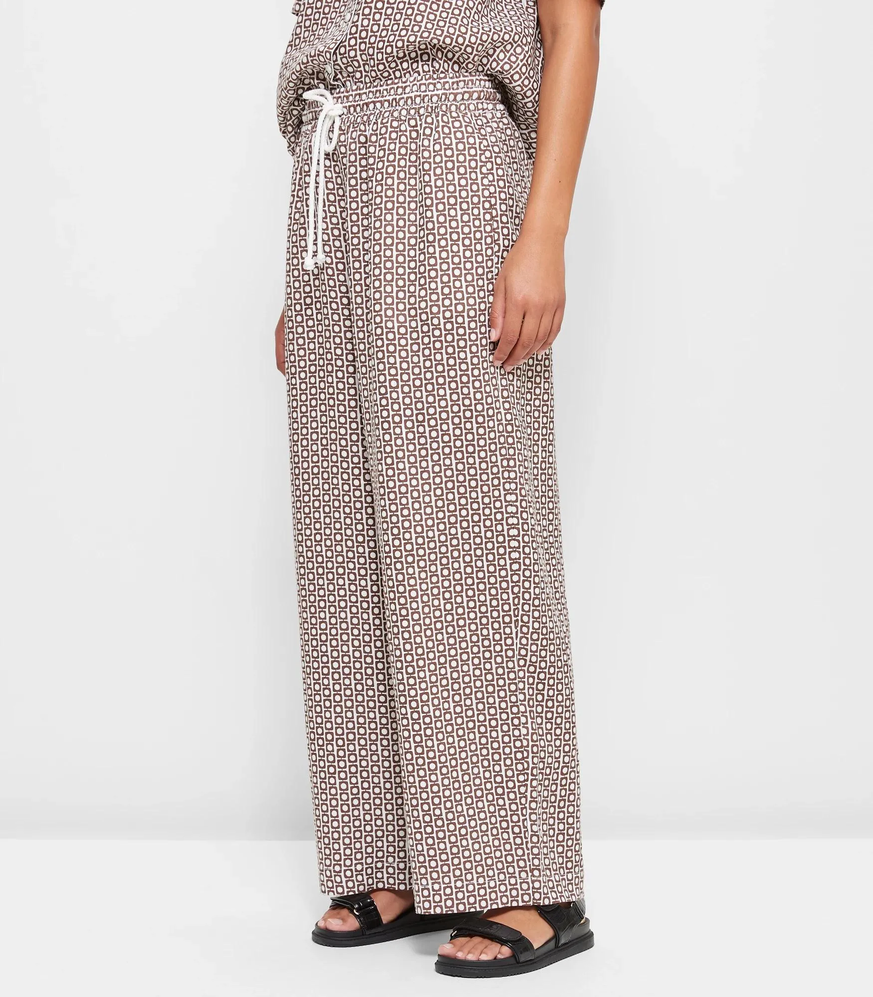 popular  European Linen Wide Leg Pants - Round Geo