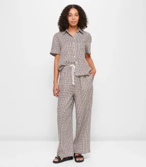 popular  European Linen Wide Leg Pants - Round Geo