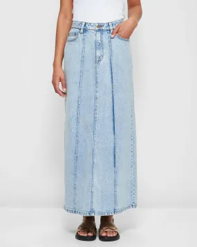 popular  Panelled Denim Maxi Skirt - Island Blue