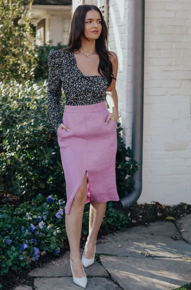 Pressed On Midi Skirt (PURPLE)