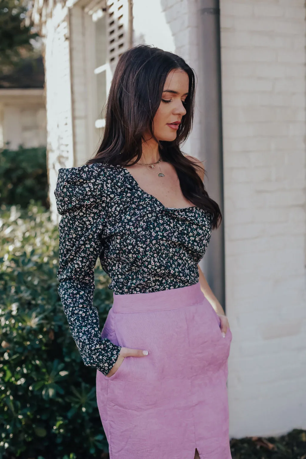 Pressed On Midi Skirt (PURPLE)