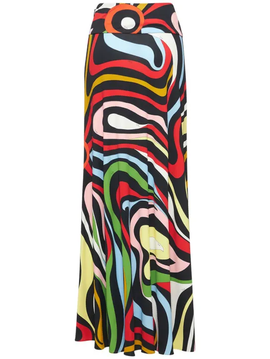 Pucci   Jersey Marmo print maxi skirt 