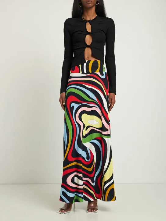 Pucci   Jersey Marmo print maxi skirt 