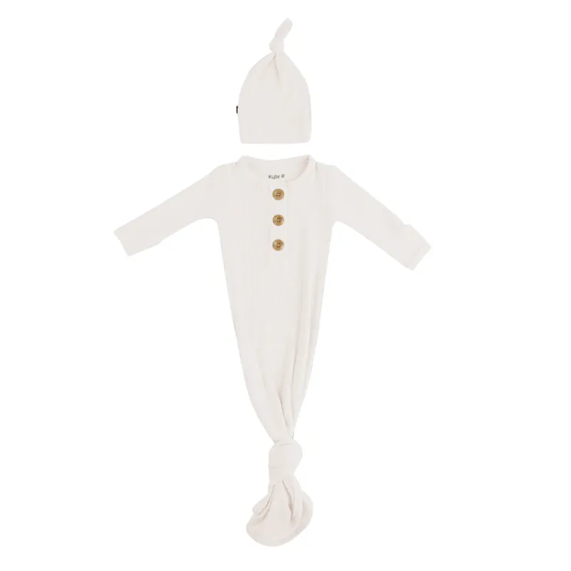 Ribbed Knotted Gown & Hat - Newborn