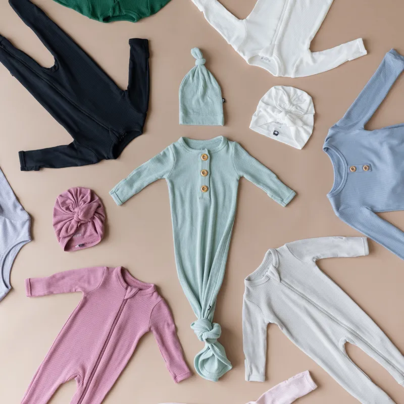 Ribbed Knotted Gown & Hat - Newborn