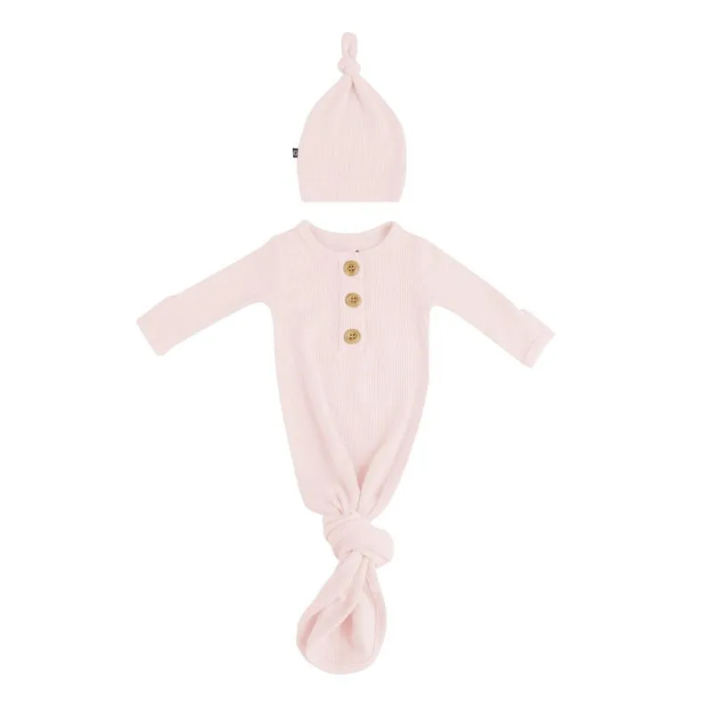 Ribbed Knotted Gown & Hat - Newborn