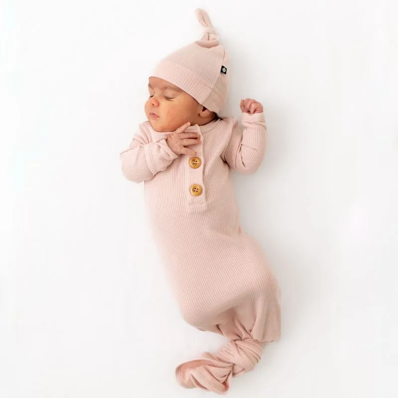 Ribbed Knotted Gown & Hat - Newborn