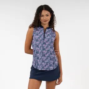 Rosette Sleeveless Zip | The Rosette - Fleet Navy