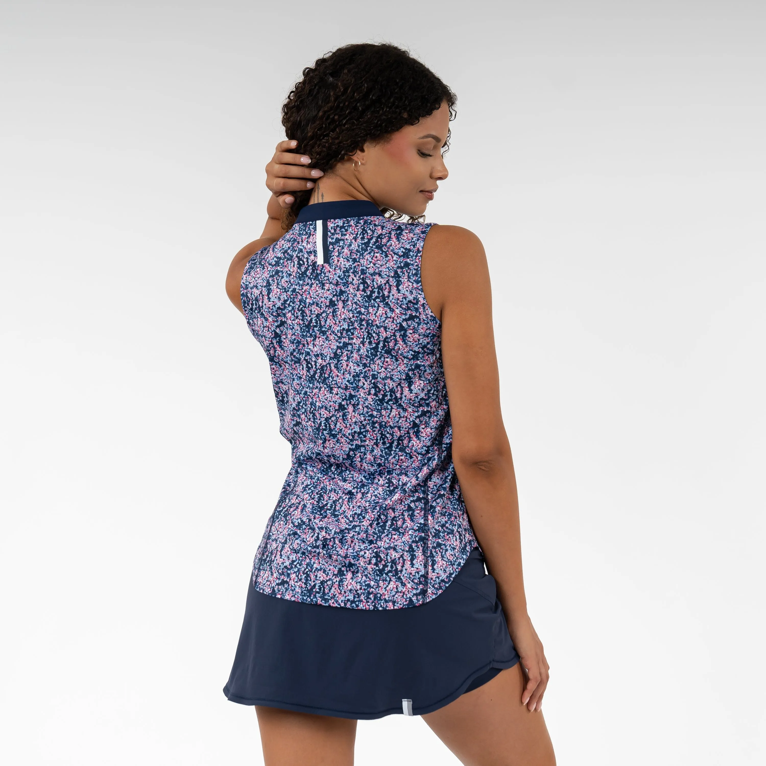 Rosette Sleeveless Zip | The Rosette - Fleet Navy