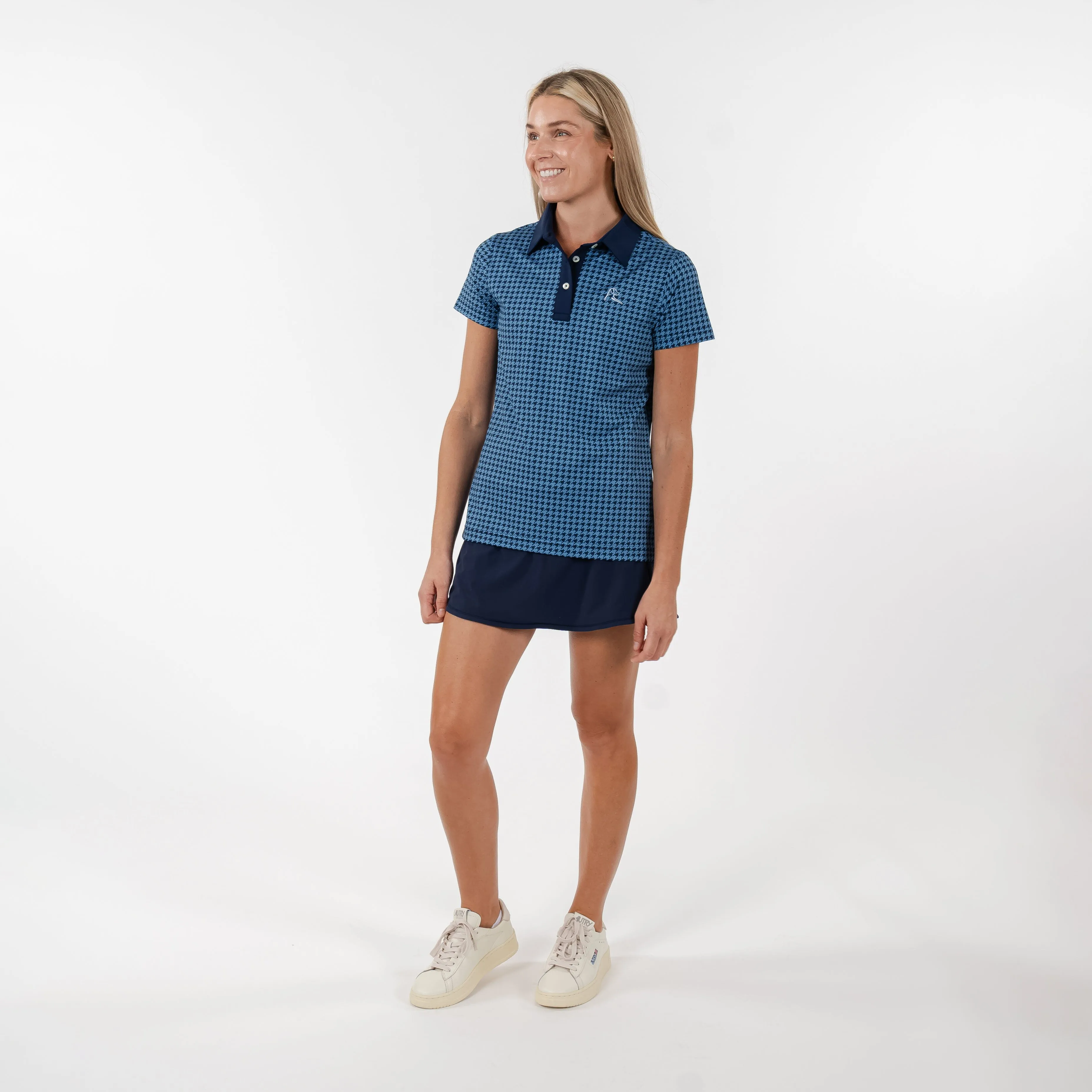 Royal Houndstooth Performance Polo | The Royal Houndstooth - Highcountry Blue/Fleet Navy