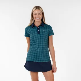 Royal Houndstooth Performance Polo | The Royal Houndstooth - Leaf Green/Fleet Navy