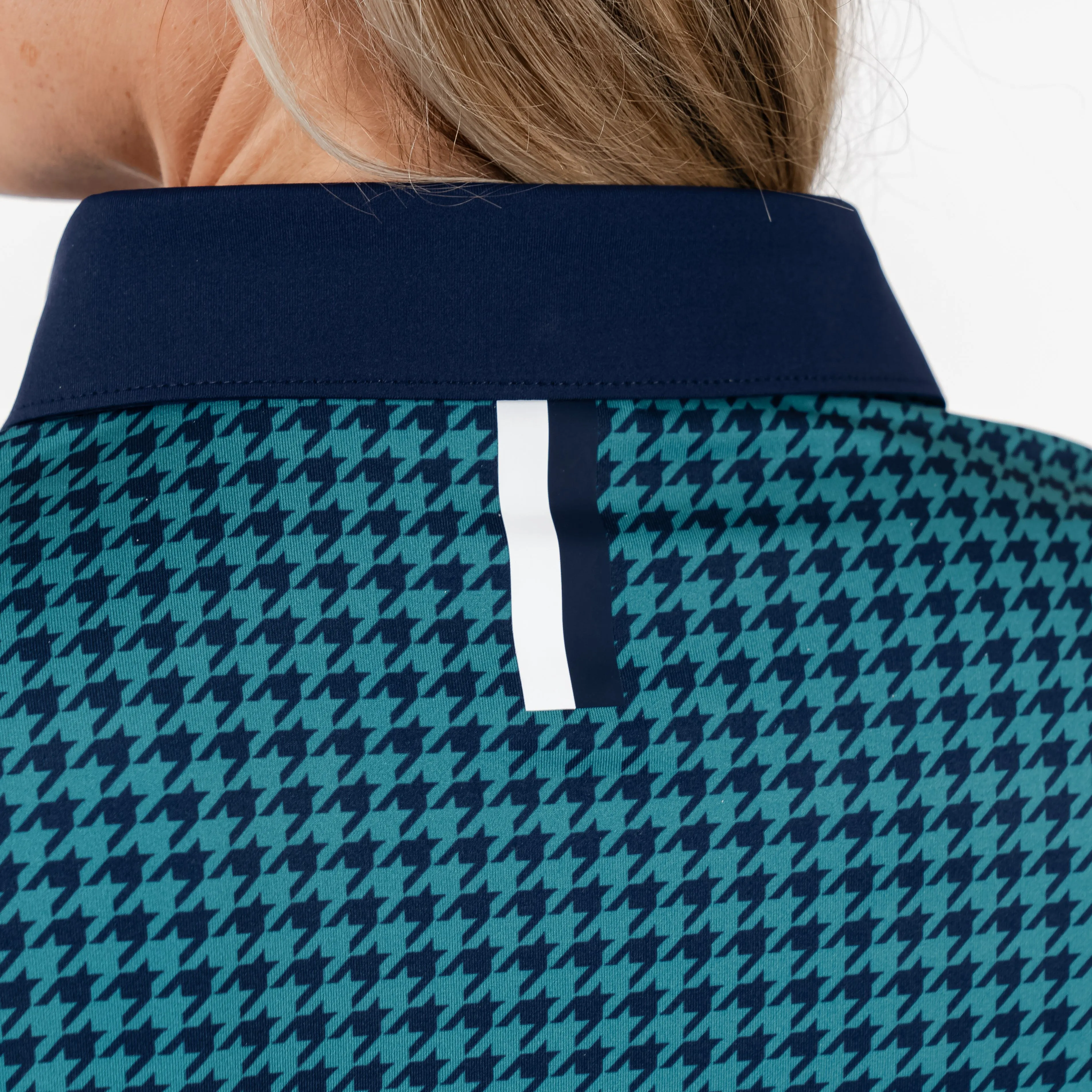 Royal Houndstooth Performance Polo | The Royal Houndstooth - Leaf Green/Fleet Navy