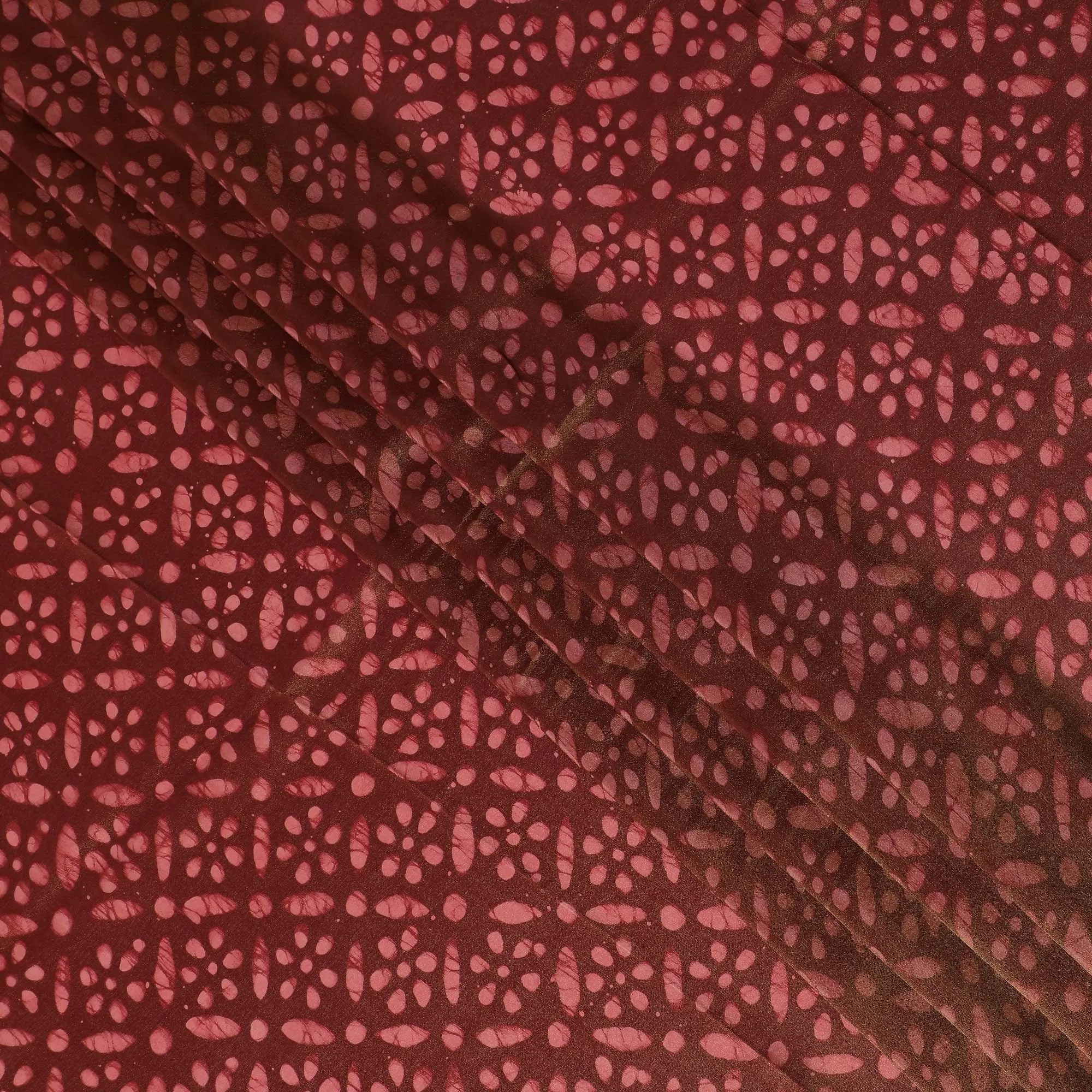 Rustic Rose Organza Fabric - Blush Dot Matrix Print, 110cm Width, Delicate Shimmer Finish-D18947
