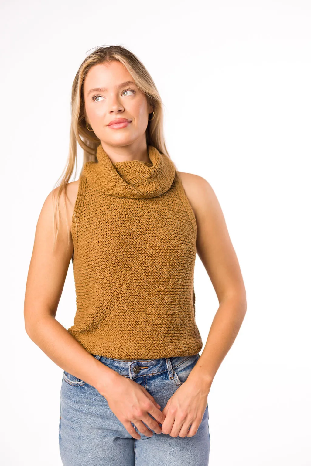Salma Sweater Crop Top in Coffee
