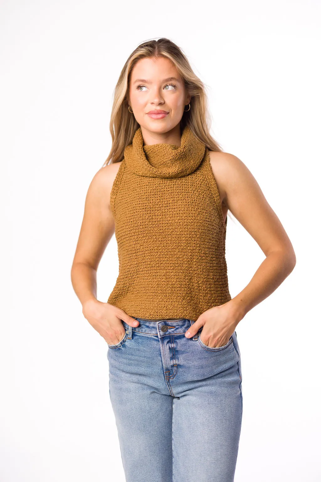 Salma Sweater Crop Top in Coffee