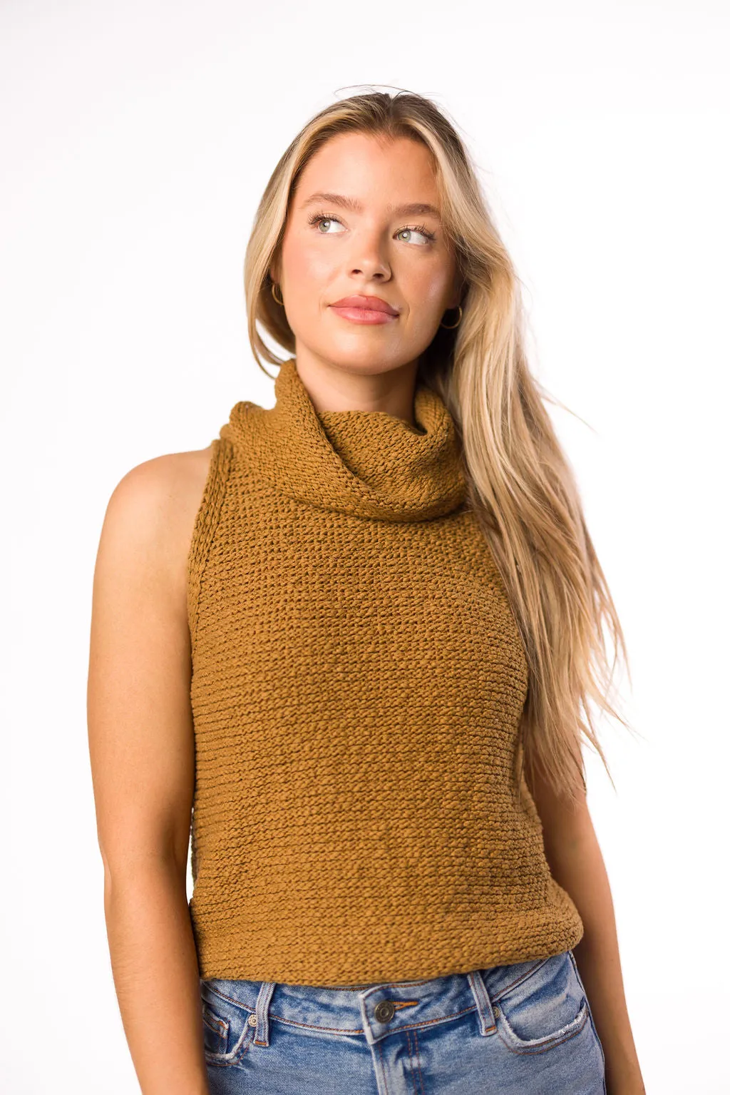 Salma Sweater Crop Top in Coffee