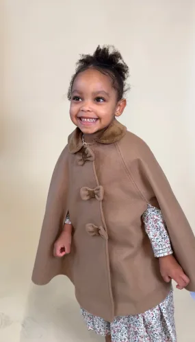 Sarah Louise Traditional velvet trimmed camel cape
