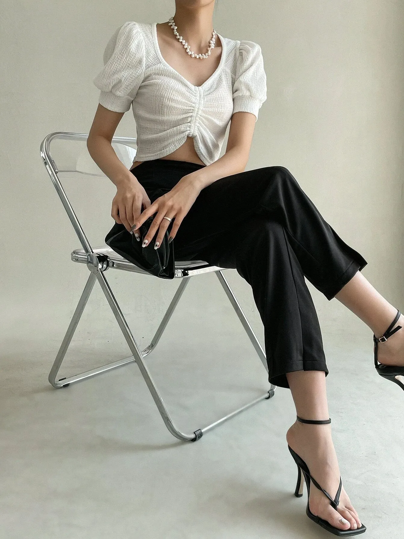 SHEIN Dazy-Less Slit Hem High Waist Pants