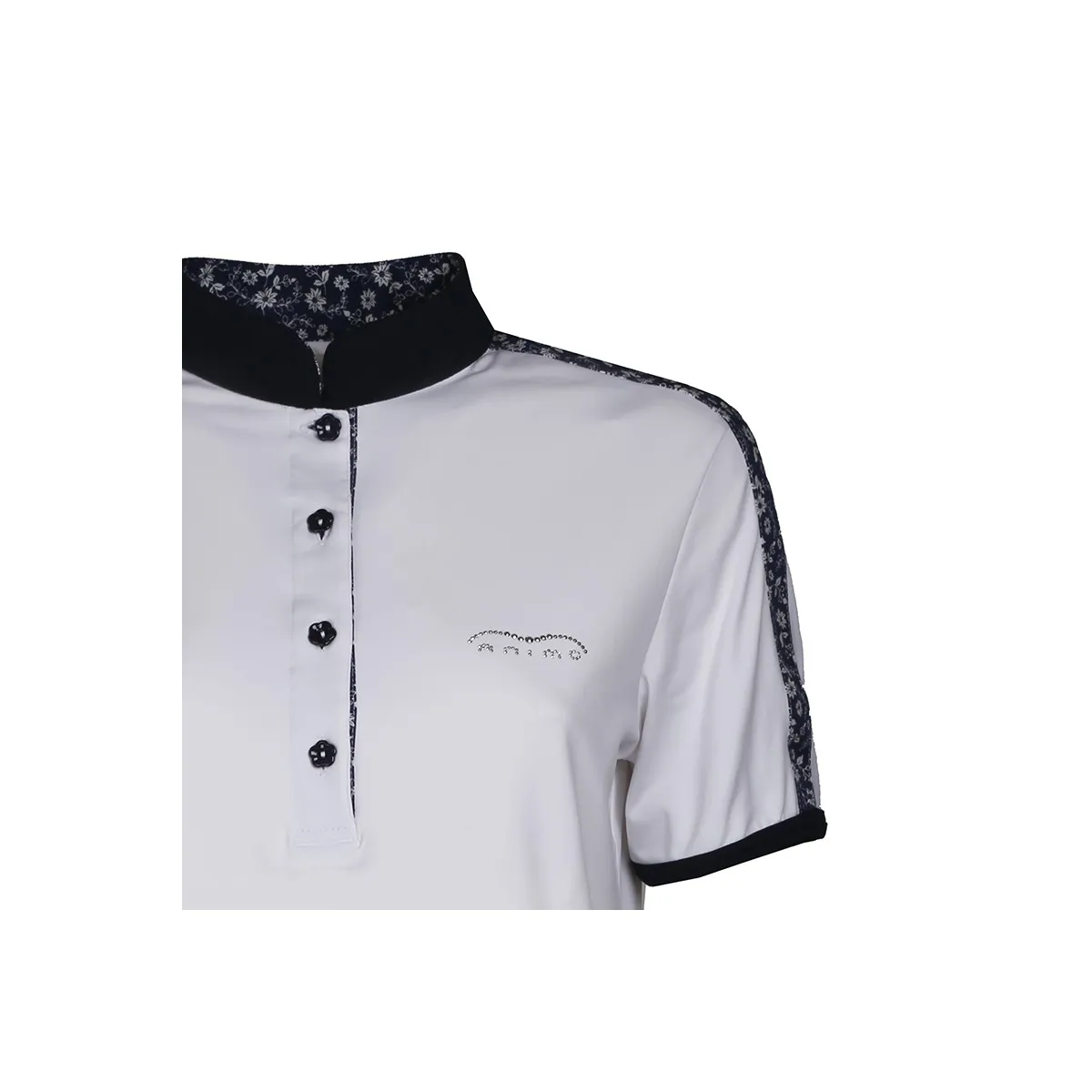 SHORT SLEEVED COMPETITION POLO WITH FLOWER PRINT INSERTS ANIMO Women White blue