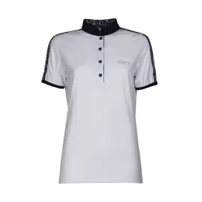 SHORT SLEEVED COMPETITION POLO WITH FLOWER PRINT INSERTS ANIMO Women White blue