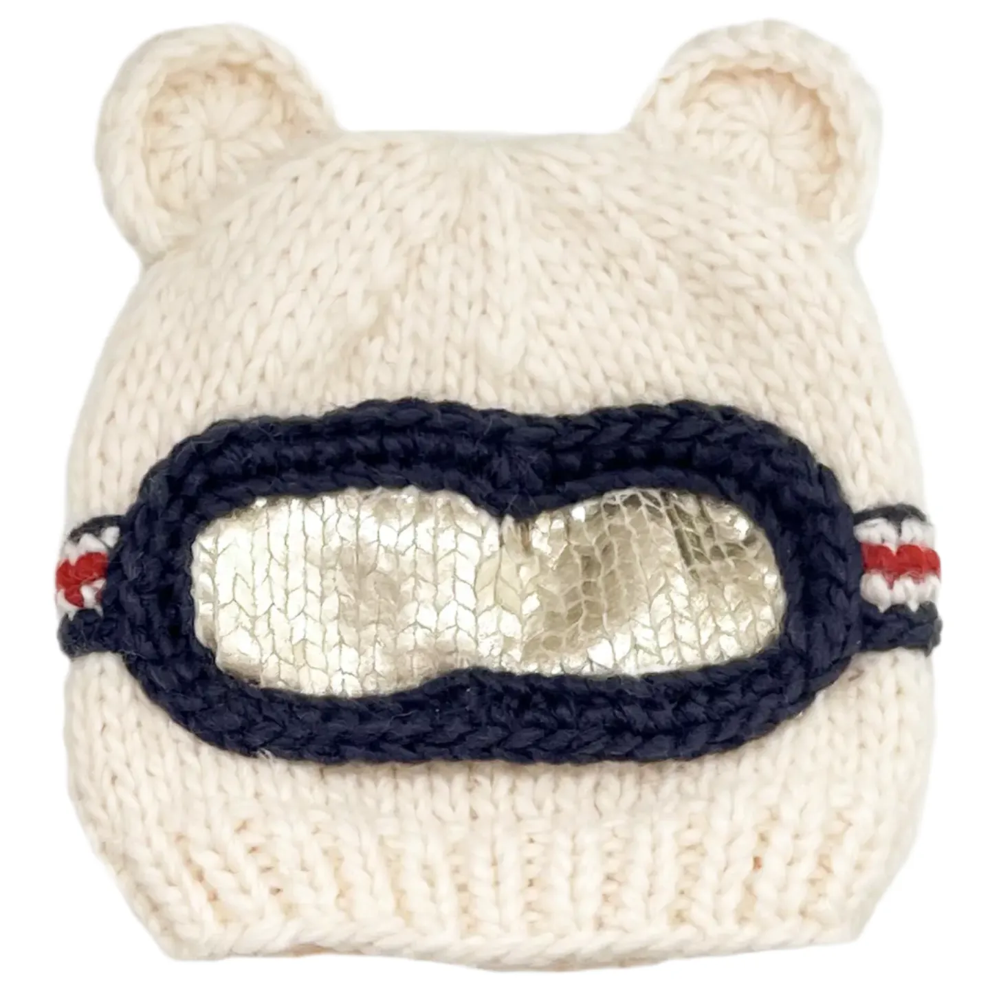 Ski Goggles Hat - Cream Bear