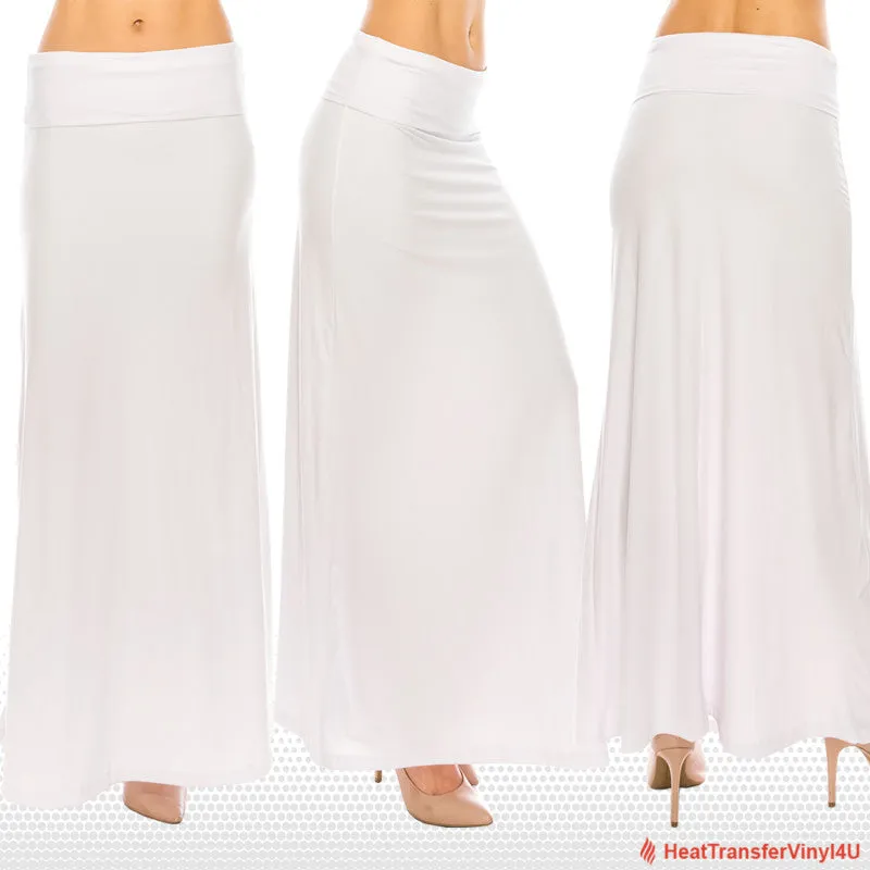 Solid Color Fold Over Maxi Skirt
