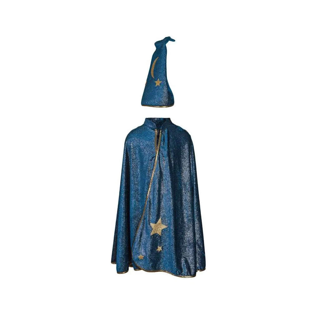 starry night wizard cape and hat set, 5-6 years