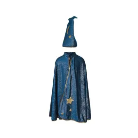 starry night wizard cape and hat set, 5-6 years