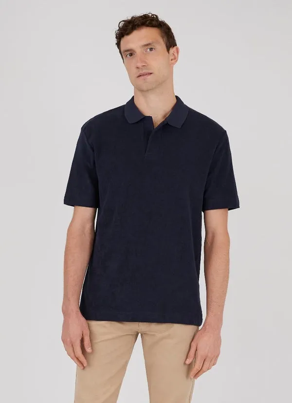 Sunspel Terry Polo Shirt - Navy