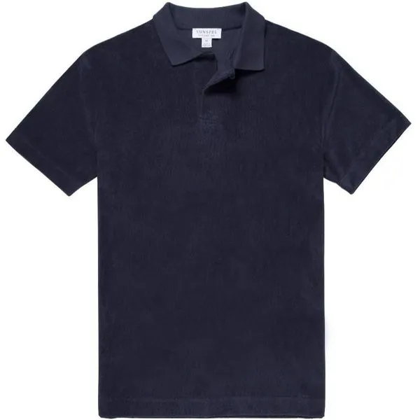 Sunspel Terry Polo Shirt - Navy