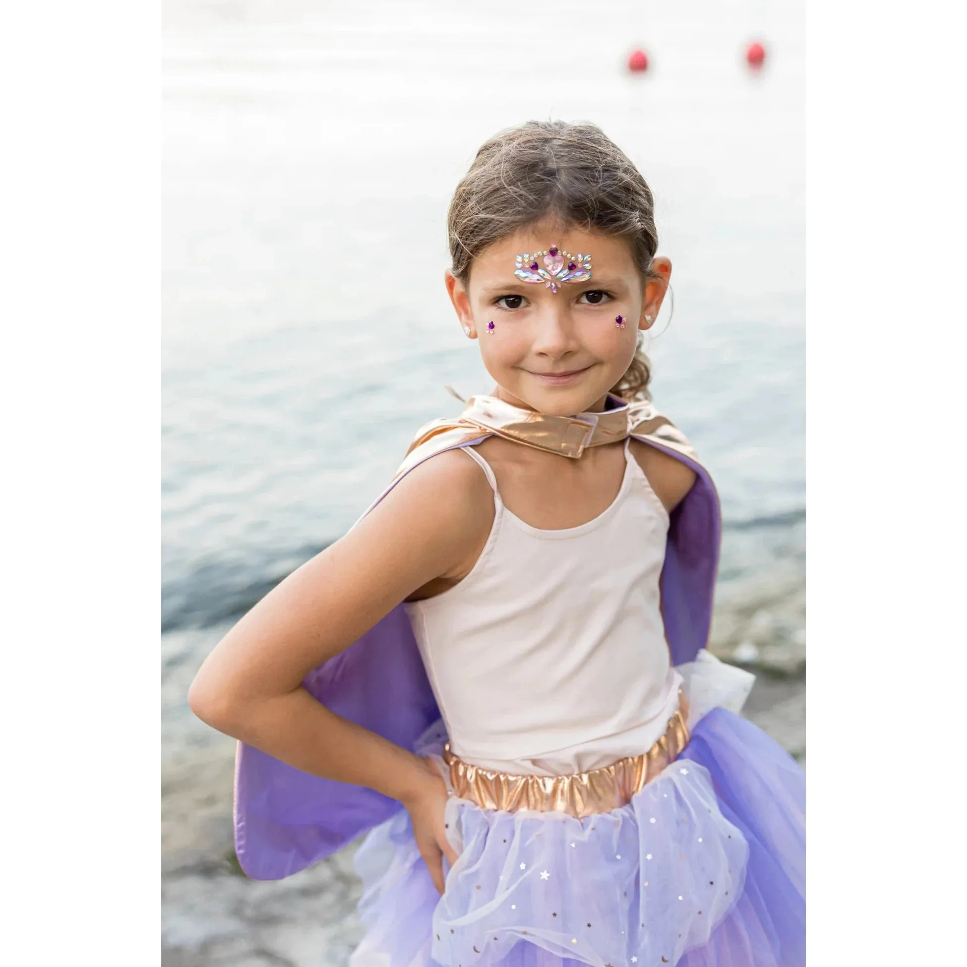 super duper tutu cape and mask metallic rose gold and lilac