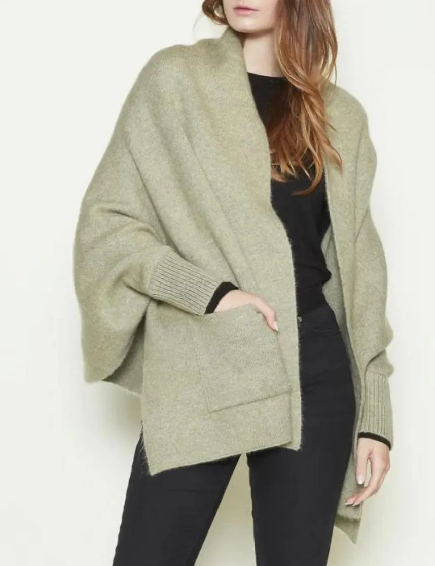 Sweater Knit Wrap cardigan with pockets *available in sage, black, oat