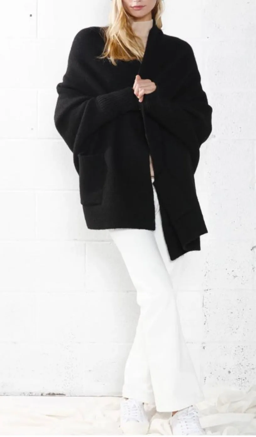 Sweater Knit Wrap cardigan with pockets *available in sage, black, oat