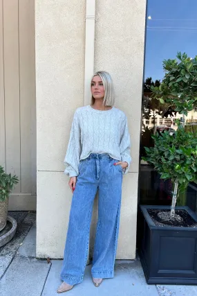 SYLVEN GREY CABLEKNIT SWEATER