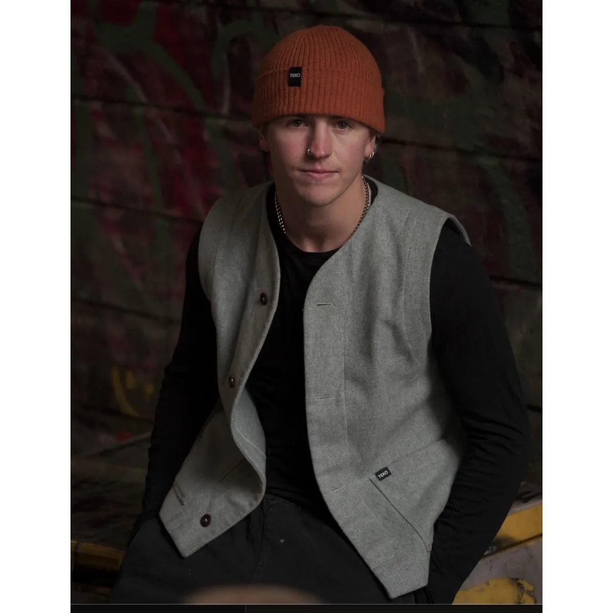 TEKO eco BEANIE DUNDEE SHORT WATCH 2.0 - LAMBSWOOL Light Rib - Oxide