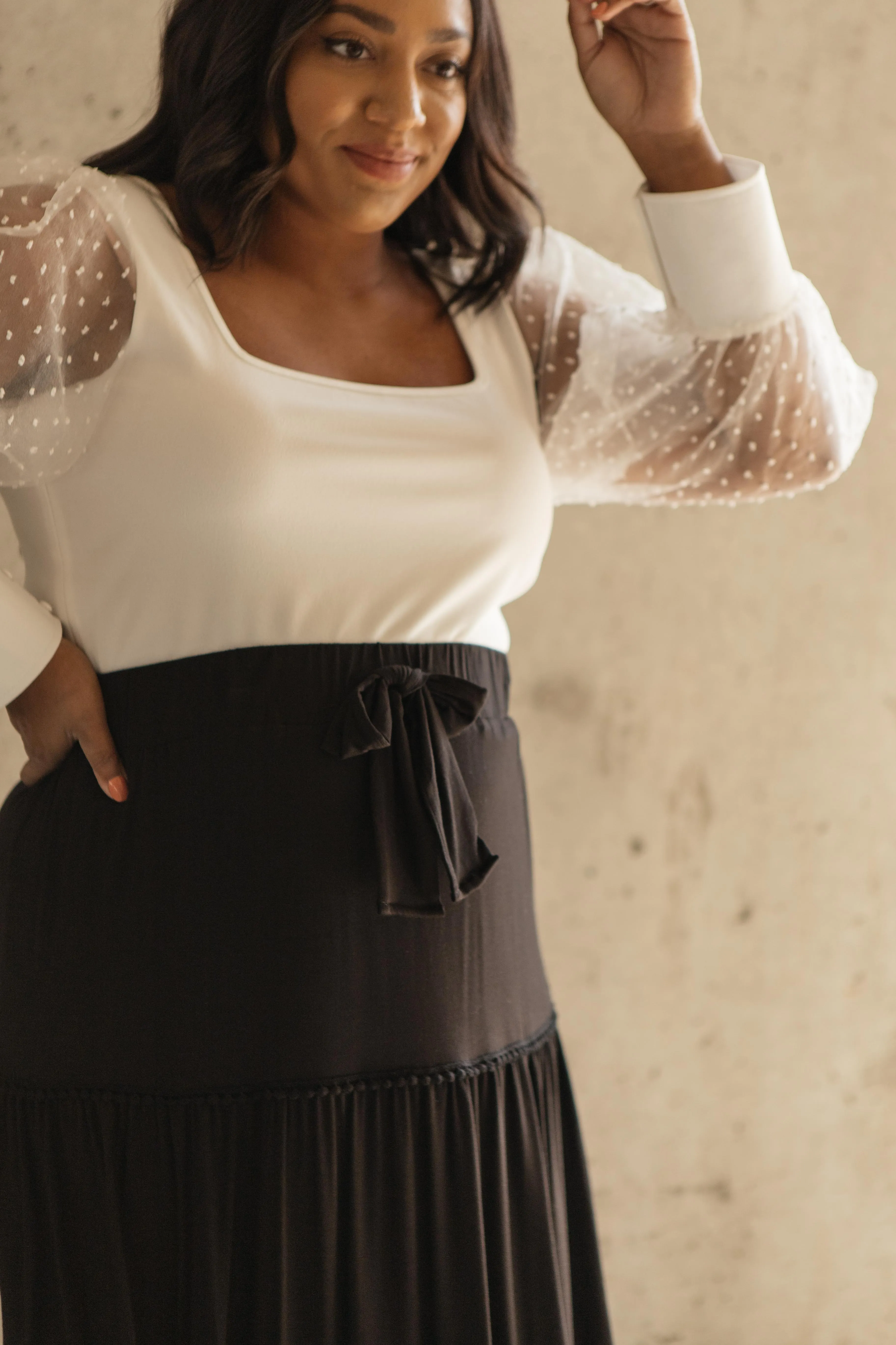 Tiered & Tied Skirt In Black - On Hand