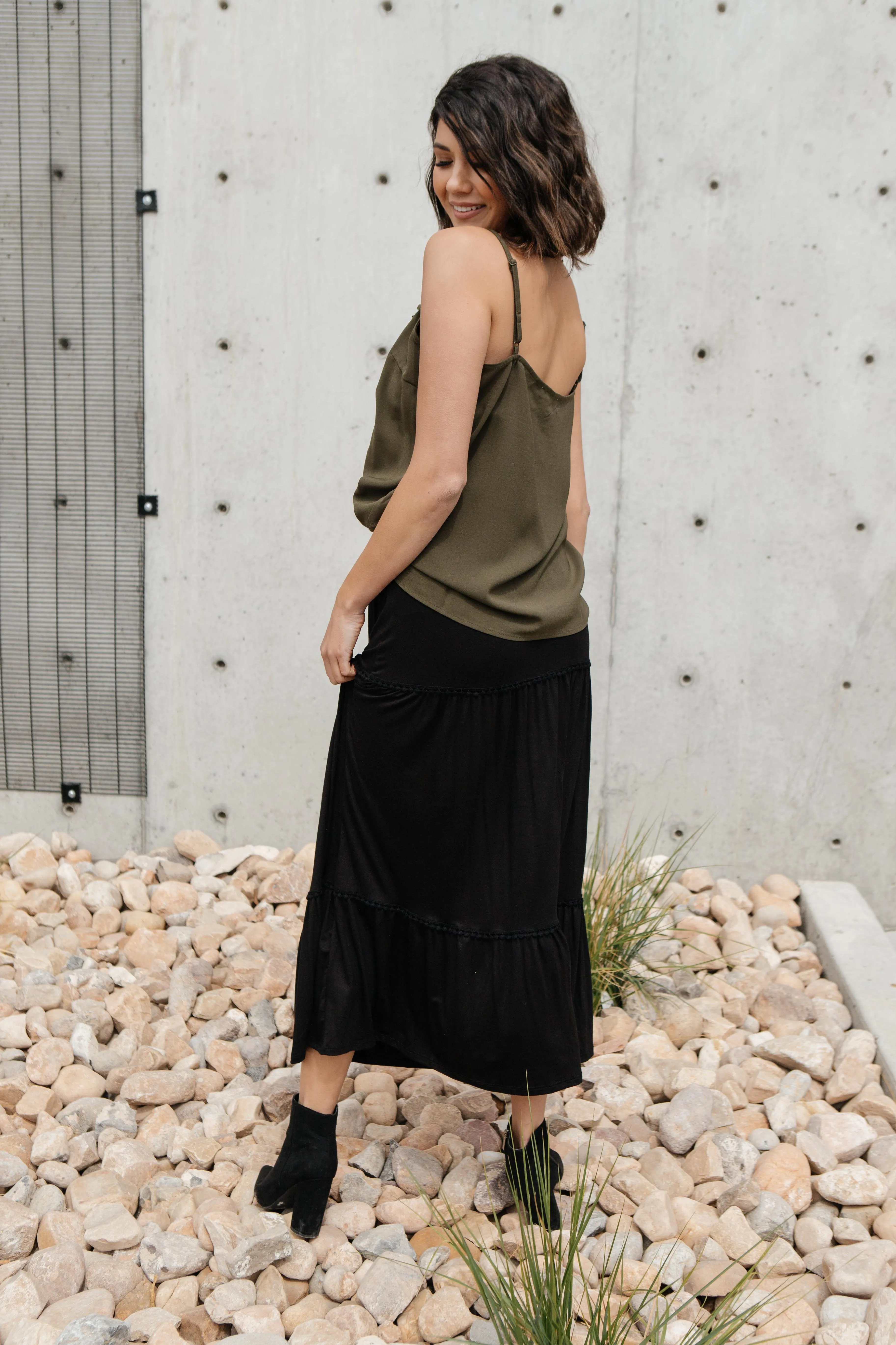 Tiered & Tied Skirt In Black - On Hand