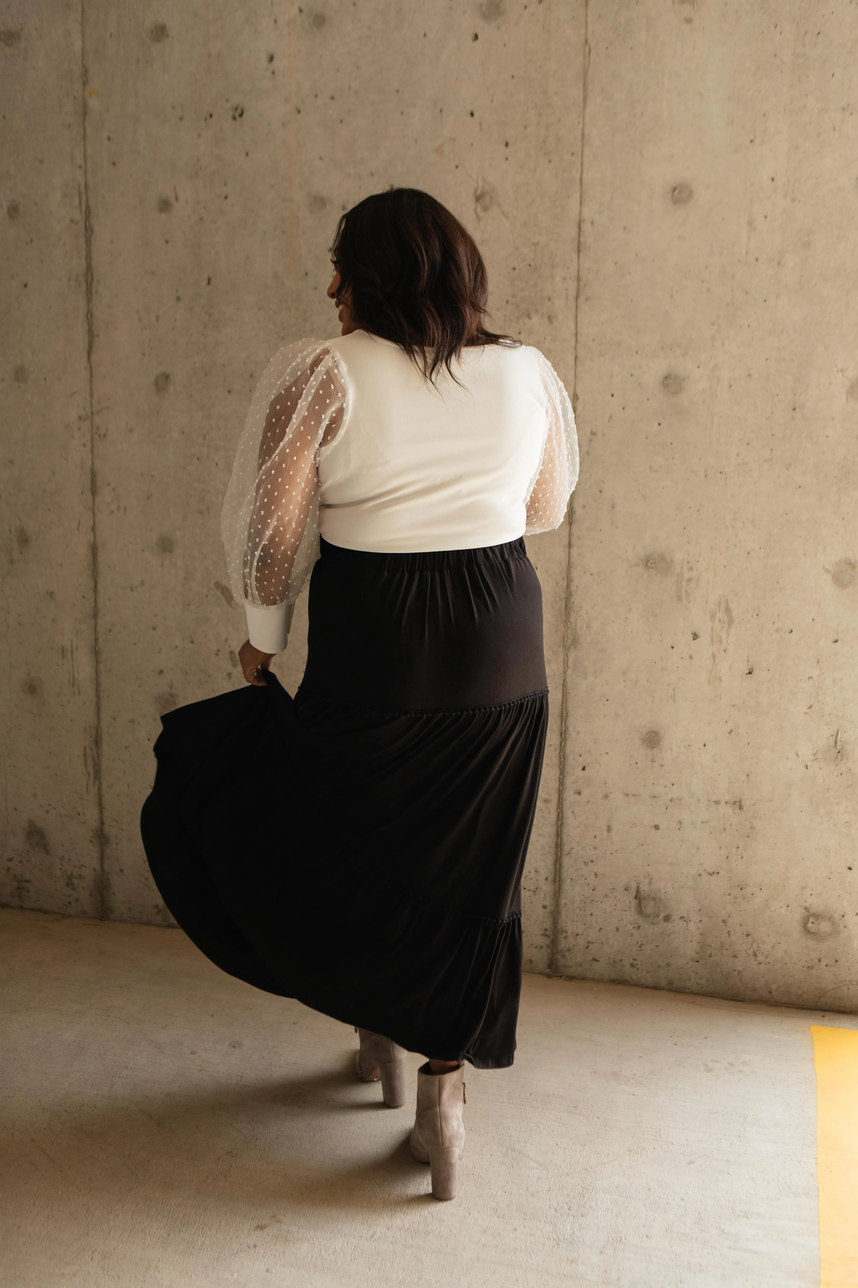 Tiered & Tied Skirt In Black - On Hand
