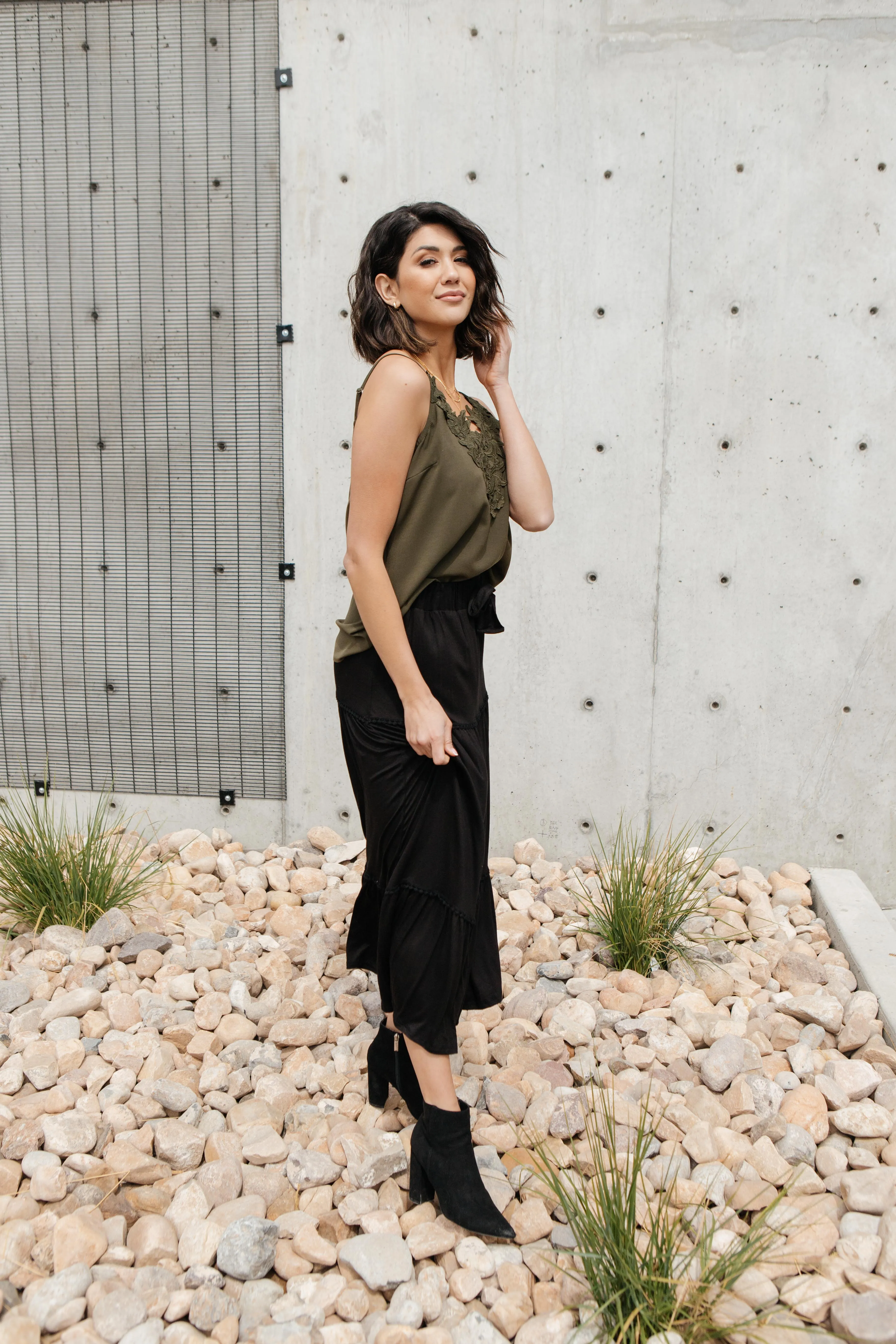 Tiered & Tied Skirt In Black - On Hand