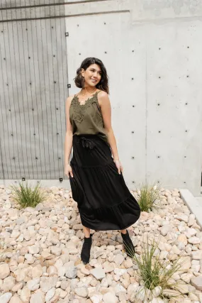 Tiered & Tied Skirt In Black - On Hand