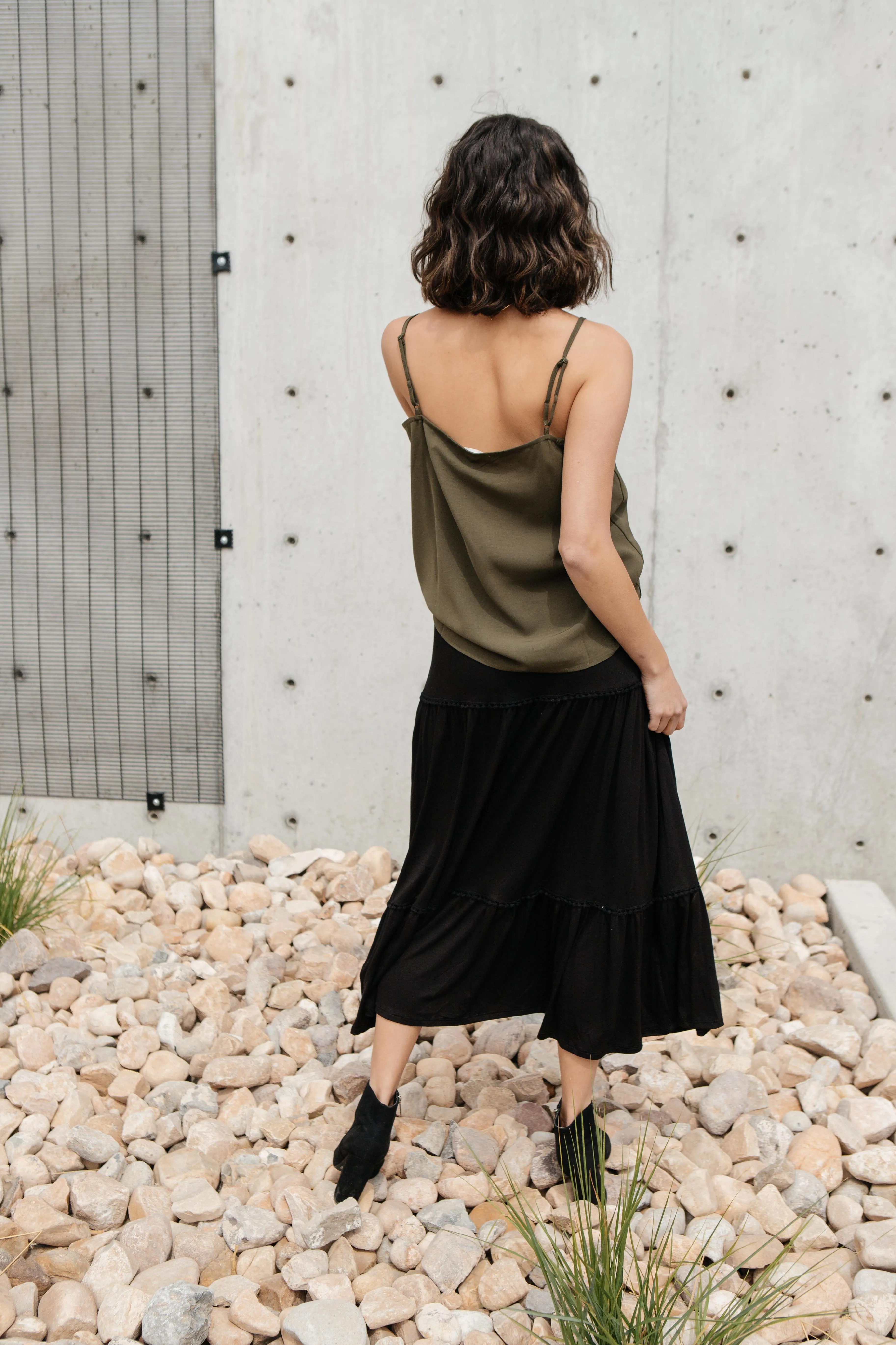 Tiered & Tied Skirt In Black - On Hand